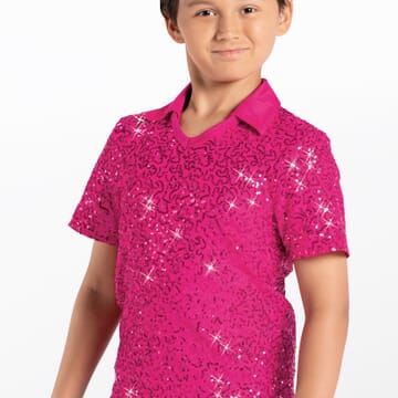 Male Sequin Dance Shirt - Pink
