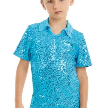 Male Sequin Dance Shirt - Turquoise