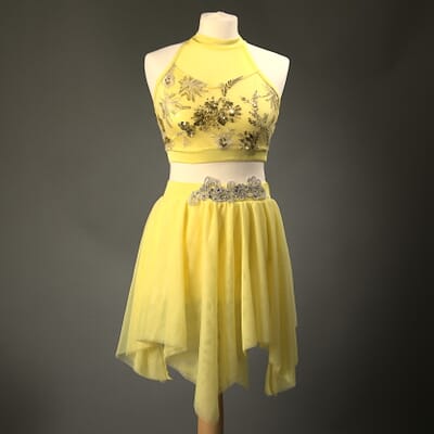 Hire Yellow Lyrical Two Piece from Costume Source | Lyrical dance costume  for hire