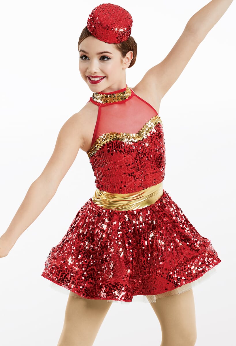 Red sequin dance costume fashion